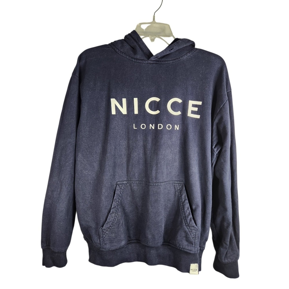 NICCE LONDON Cotton Lined Hoodie Sweatshirt Unisex Dark Navy Size XL